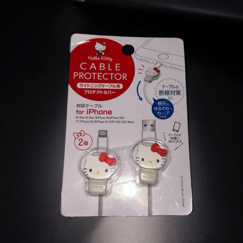 Sanrio Hello Kitty Cable Protector White Red 2 Pack